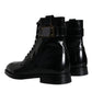 Dolce & Gabbana Black Logo Lace Up Mid Calf Men Boots Shoes