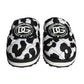 Dolce & Gabbana Black White Quilted Logo Sandals Slides Shoes