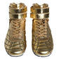 Dolce & Gabbana Gold Leather Sartoria High Top Sneakers Shoes