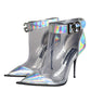 Dolce & Gabbana Silver Iridescent PVC Pointed Short Boots Shoes