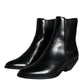 Dolce & Gabbana Black Leather Ankle Boots Booties Shoes