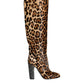 Dolce & Gabbana Beige Black Leopard Knee High Boots Shoes