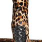 Dolce & Gabbana Beige Black Leopard Knee High Boots Shoes