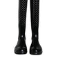 Dolce & Gabbana Black Polka Dot Rubber Knee High Boots Shoes