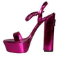 Dolce & Gabbana Fuchsia Leather Platform Logo Keira Sandals Shoes