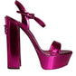 Dolce & Gabbana Fuchsia Leather Platform Logo Keira Sandals Shoes