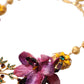 Dolce & Gabbana Gold Brass Mix Fiori Flowers Crystal Chain Necklace