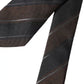 Dolce & Gabbana Brown Black Stripes Silk Adjustable Tie