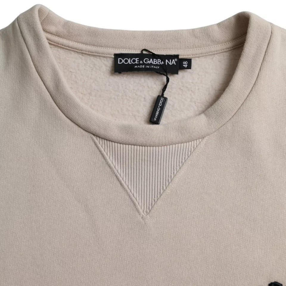 Dolce & Gabbana Beige Cotton Crew Neck Sweatshirt Sweater Mens Sweater