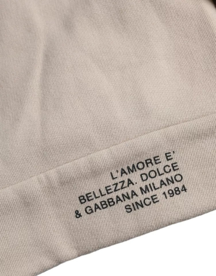 Dolce & Gabbana Beige Cotton Crew Neck Sweatshirt Sweater Mens Sweater