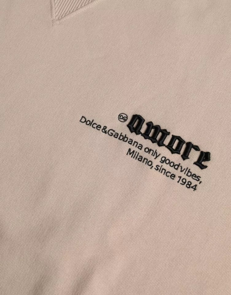 Dolce & Gabbana Beige Cotton Crew Neck Sweatshirt Sweater Mens Sweater