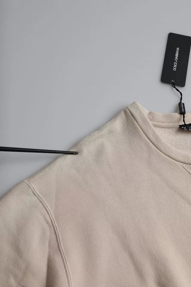 Dolce & Gabbana Beige Cotton Crew Neck Sweatshirt Sweater Mens Sweater