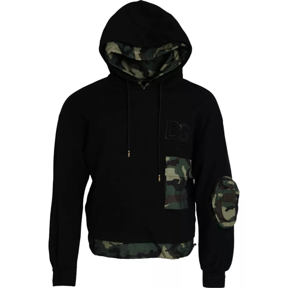 Dolce & Gabbana Black Camouflage Hooded Sweatshirt Sweater Mens Sweater