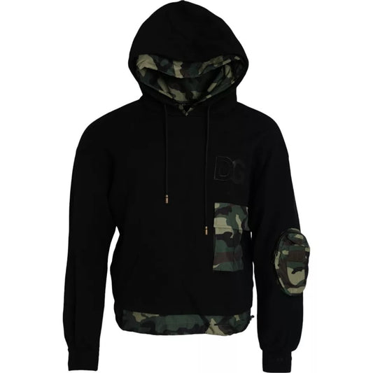 Dolce & Gabbana Black Camouflage Hooded Sweatshirt Sweater Mens Sweater