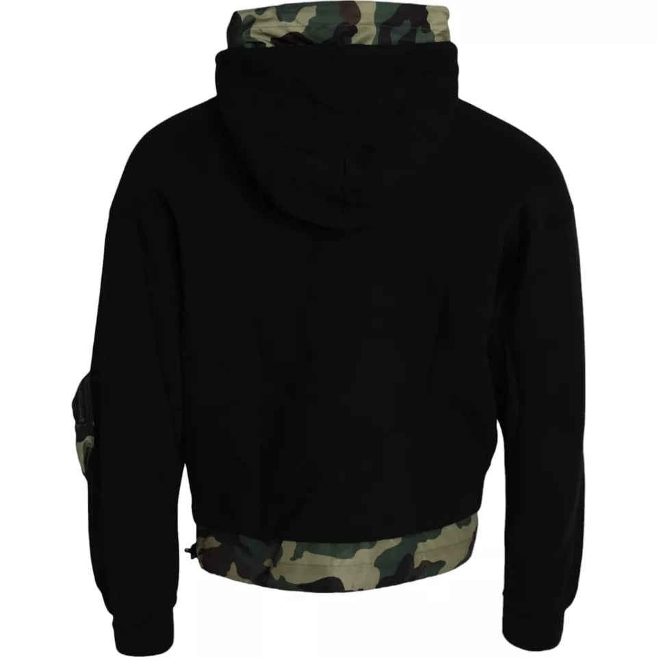 Dolce & Gabbana Black Camouflage Hooded Sweatshirt Sweater Mens Sweater