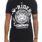 Frankie Morello Chic Black Crewneck Tee with 'RIDERS' Motif