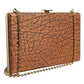 Dolce & Gabbana Brown Leather Gold Frame Clutch Mini Crossbody Bag