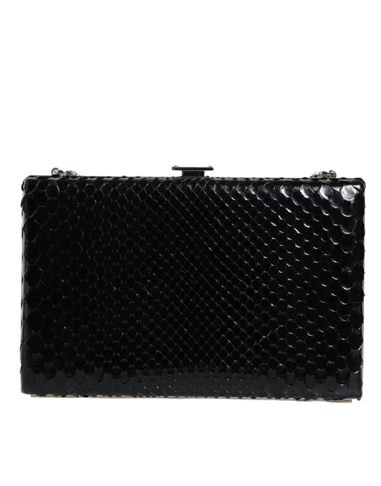 Dolce & Gabbana Black Leather Silver Frame Clutch Mini Crossbody Bag