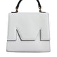 MSGM White Bovine Leather Top Handle Handbag Satchel Purse Bag