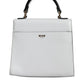 MSGM White Bovine Leather Top Handle Handbag Satchel Purse Bag