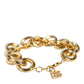 Dolce & Gabbana Gold Tone Brass Maxi Chain Lobster Clasp Logo Bracelet