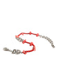 Dolce & Gabbana Silver Tone Brass Beaded Resin DG Logo Chain Bracelet