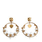 Dolce & Gabbana Gold Tone Brass Crystals Lily Resin Devotion Earrings