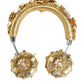 Dolce & Gabbana Gold Leather Floral Crystal Angel Headphones