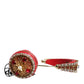 Dolce & Gabbana Red Nappa Leather Floral Crystal Headphone