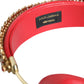 Dolce & Gabbana Red Nappa Leather Floral Crystal Headphone