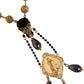 Dolce & Gabbana Gold Chain Brass Black Beaded Rosary Style Necklace