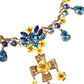 Dolce & Gabbana Gold Brass Chain Floral Crystal Cross Pendant Necklace