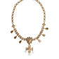 Dolce & Gabbana Gold Brass Chain Floral Crystal Cross Pendant Necklace