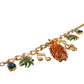 Dolce & Gabbana Gold Tone Brass Chain Pineapple Crystal Musical Necklace