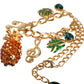 Dolce & Gabbana Gold Tone Brass Chain Pineapple Crystal Musical Necklace