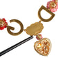 Dolce & Gabbana Gold Chain DG Logo Rose Love Crystal Charm Necklace