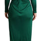 Dolce & Gabbana Dark Green Viscose Long Sleeve Midi Dress