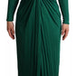 Dolce & Gabbana Dark Green Viscose Long Sleeve Midi Dress