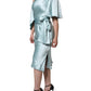 Dolce & Gabbana Mint Green Silk Fit Cut One Shoulder Dress