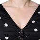 Dolce & Gabbana Black Silk Polka Dot V-neck Tassel Midi Dress