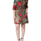 Dolce & Gabbana Brown Leopard Red Roses Cotton A-line Dress