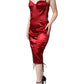 Dolce & Gabbana Red Bustier Corset Lace Bodycon Midi Dress