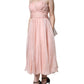 Dolce & Gabbana Pink Silk Strapless Maxi A-line Gown Dress