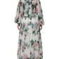 Dolce & Gabbana White Silk Floral Print Long Maxi Dress