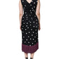 Dolce & Gabbana Black Silk Polka Dot V-neck Tassel Midi Dress