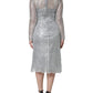 Dolce & Gabbana Silver Floral Lace Bodycon Sheath Midi Dress