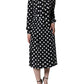 Dolce & Gabbana Black White Polka Dot Ascot Collar Midi Dress