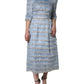 Dolce & Gabbana Light Blue Silver Jacquard A-line Midi Dress