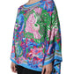 Dolce & Gabbana Multicolor Floral Charmeuse Kimono Sleeve Tunic Top