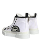 Dolce & Gabbana White Black Canvas Logo Mid Top Sneakers Shoes